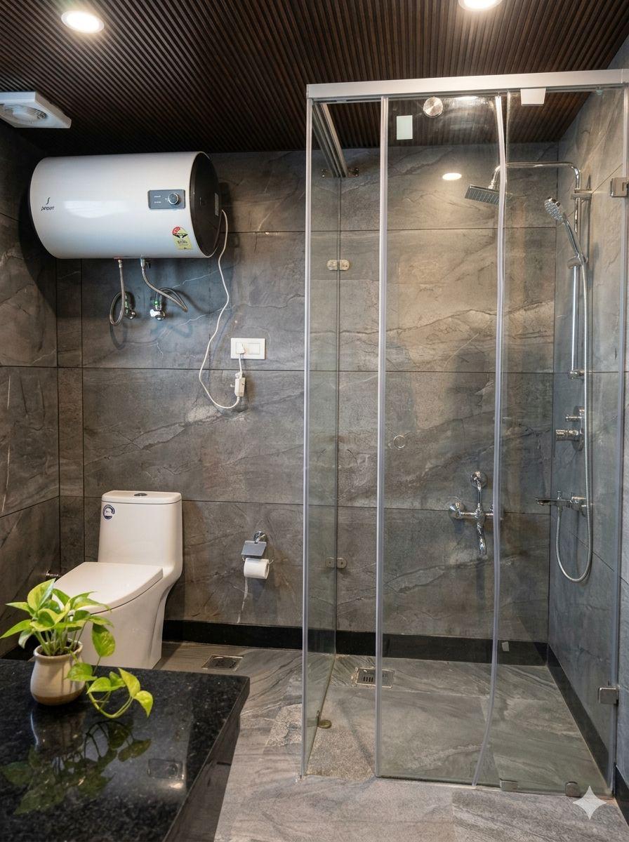 Guest bathroom with a glass shower enclosure