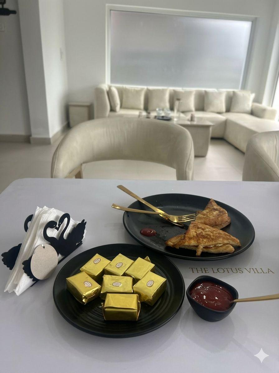 Breakfast served at the dining table