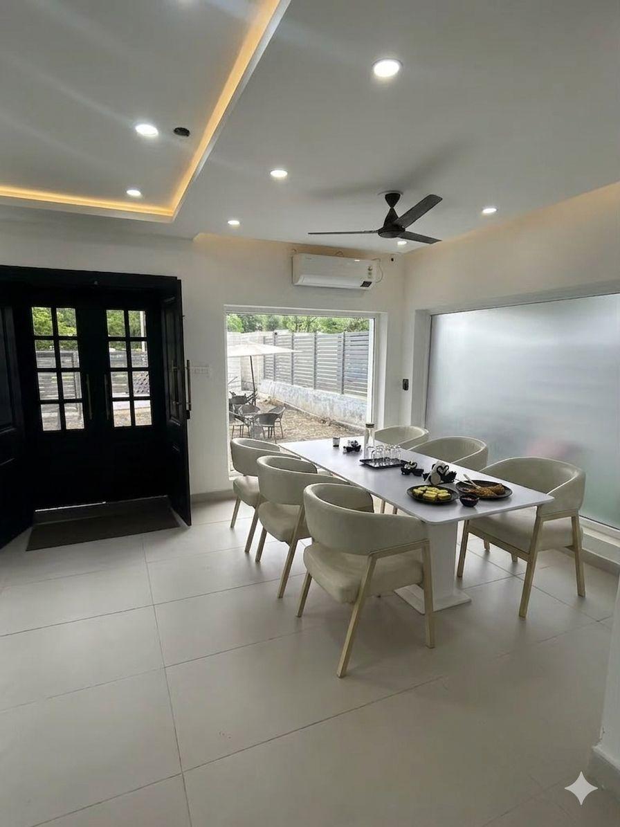Dining table in the bright shared living area